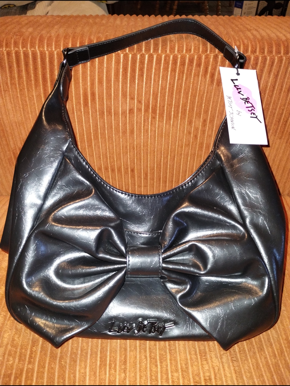 Betsey Johnson Black Bow-Accent Shoulder Bag